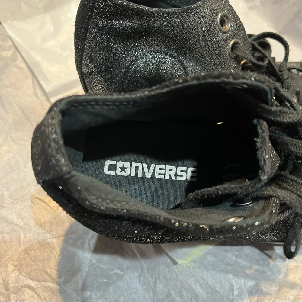 Converse Chuck Taylor All Star Lux Hidden Heel Wedge Black Silver Womens 6. - Picture 10 of 11